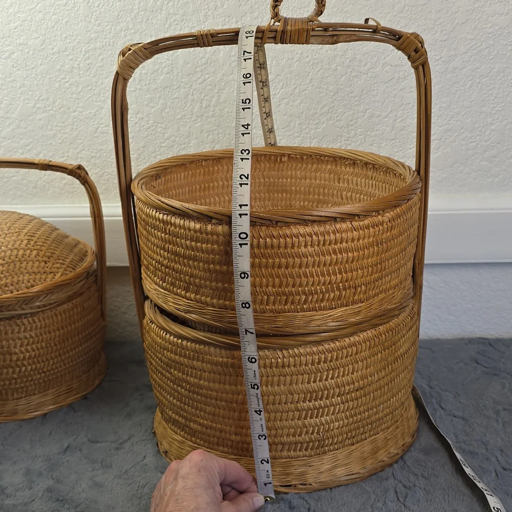 Vintage Basket Set Woven Hand Made